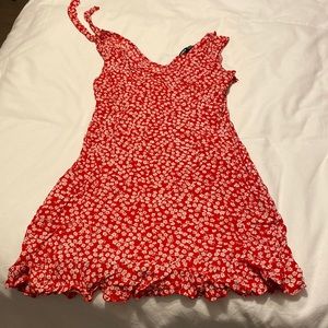 Shein dress mini red white flowers